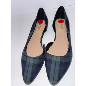 Isaac Mizrahi Women 10 D Orsay Tartan Plaid Flat‎ Shoes Academia Preppy Office